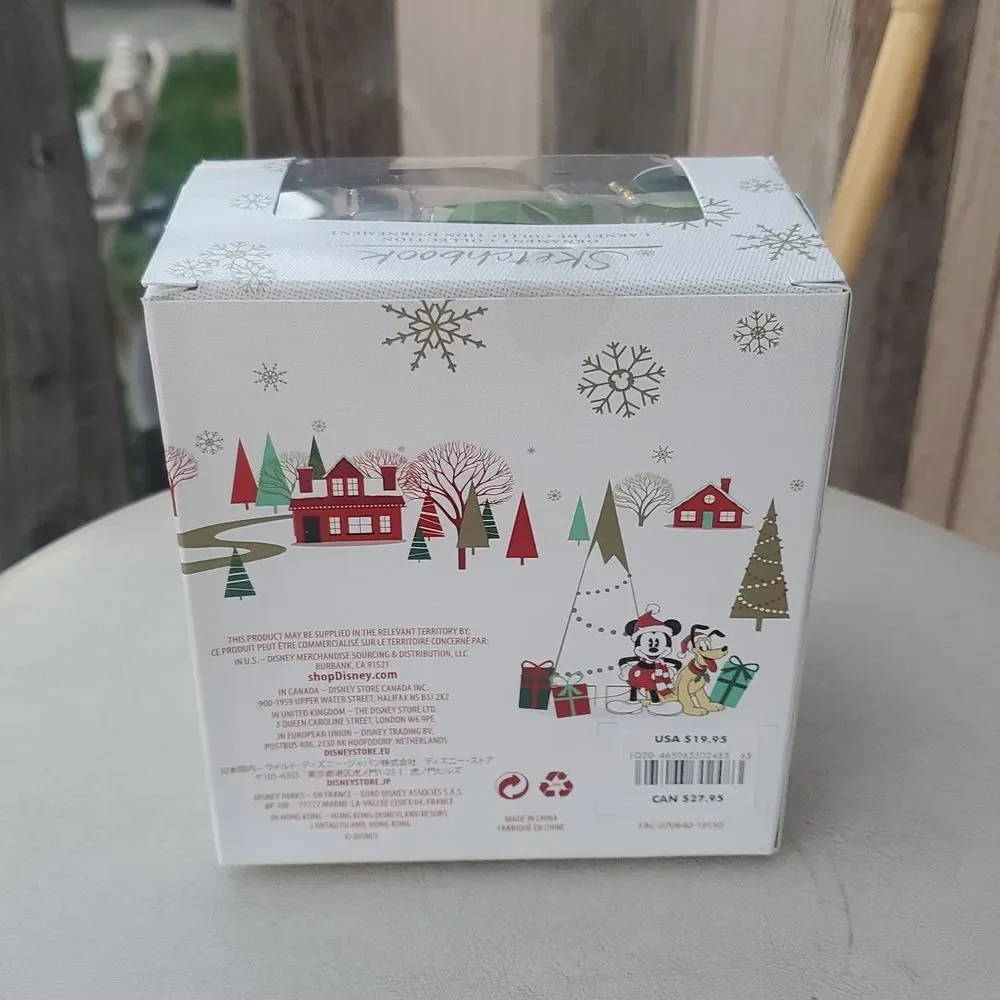 Disney 2019 Mickey Minnie Glass Globe Sketchbook Christmas Ornament w/ Box
